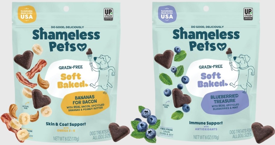 two bags of soft dog treats