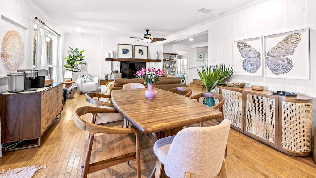 beach house airbnb dining and living