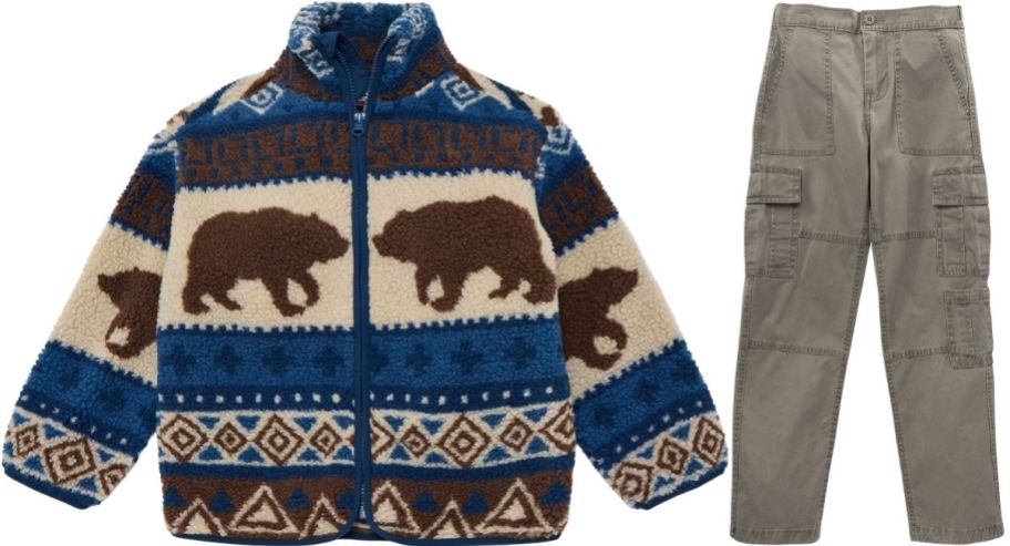 boys jacket and cargo pants
