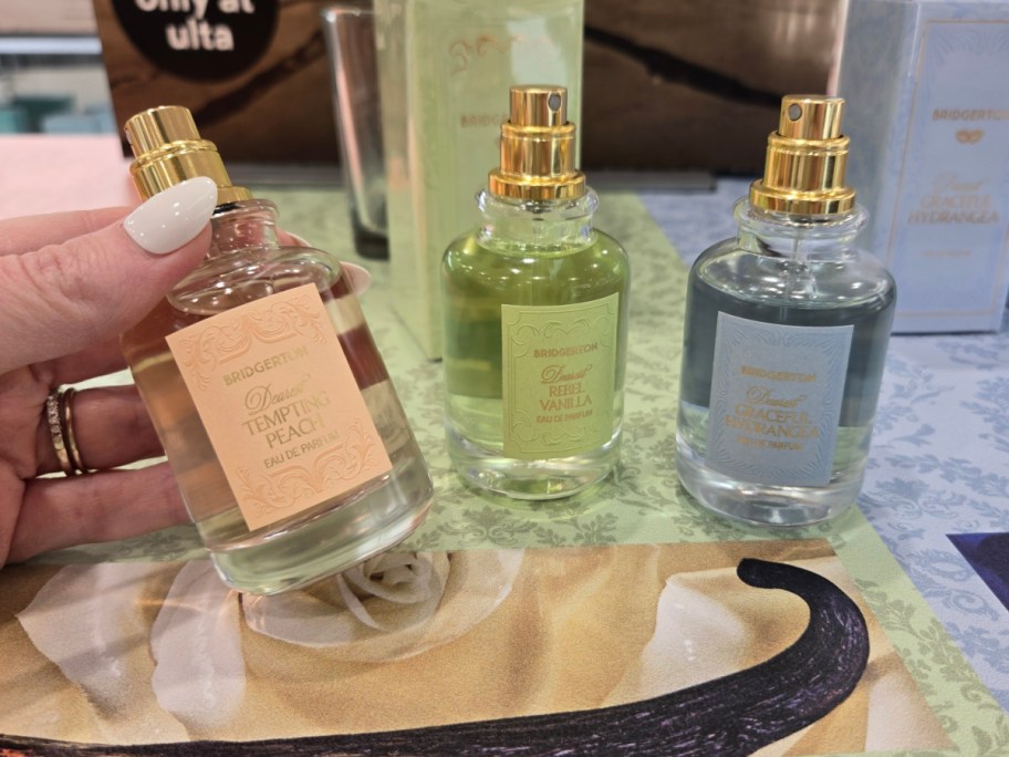 Bottles of Bridgerton perfume at Ulta.