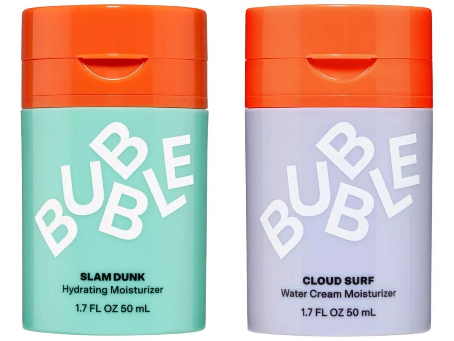two bubble skincare moisturizers