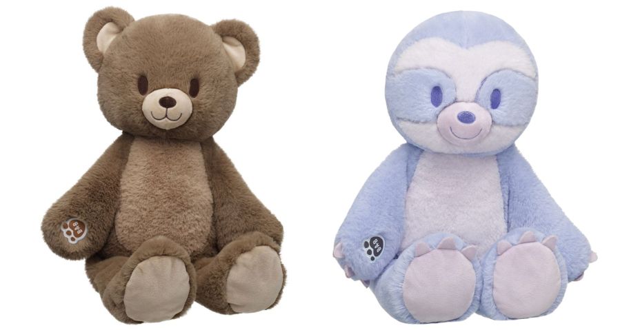Heartwarming Hugs brown teddy bear and Purple Sloth Weighted Stuffed Animal