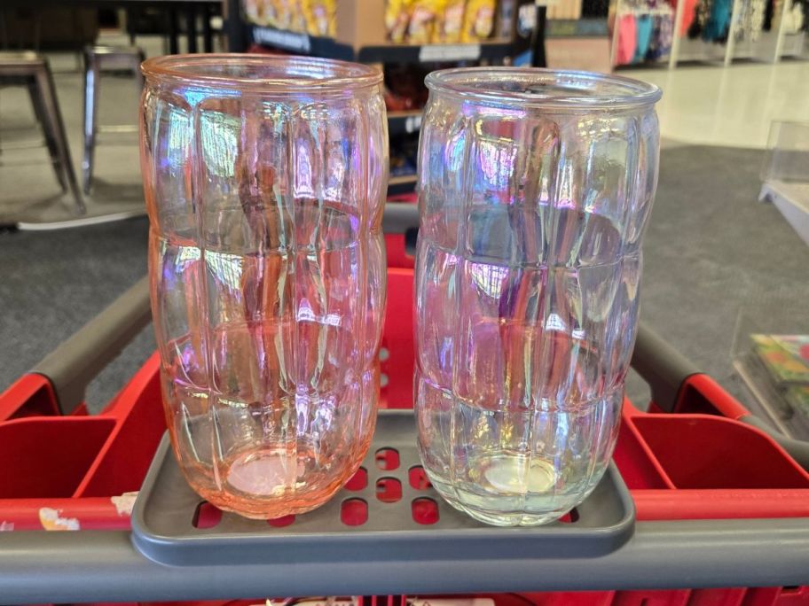 Glass Tiered Vases on cart in store