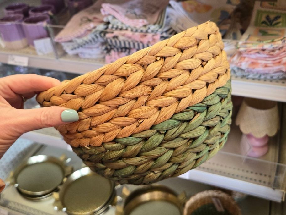 Large Woven Basket in hand in store