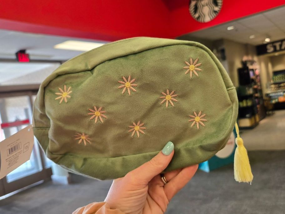 Velvet Pouch in hand in hand in store