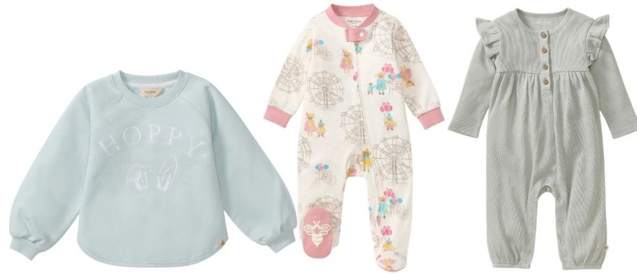 three burt's bees baby clothing pieces