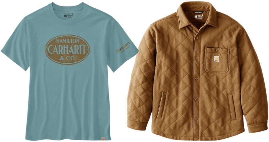 mens graphic tee and quilted jackey