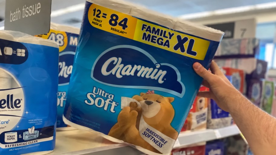 Charmin Toilet Paper on a shelf in Walgreens