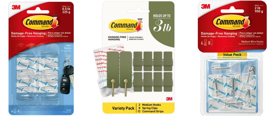 three packs of command strips 