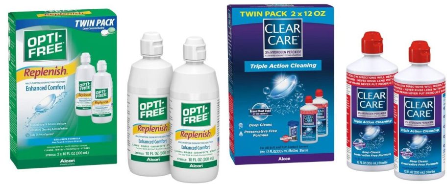two packages of contact lens solution