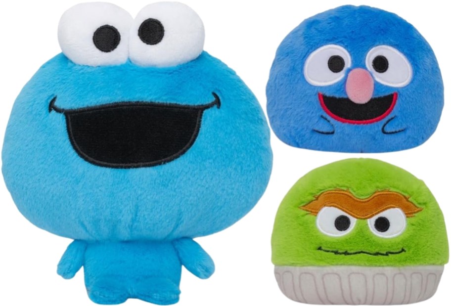 Cookie monster plush with reversible oscar grouch plush