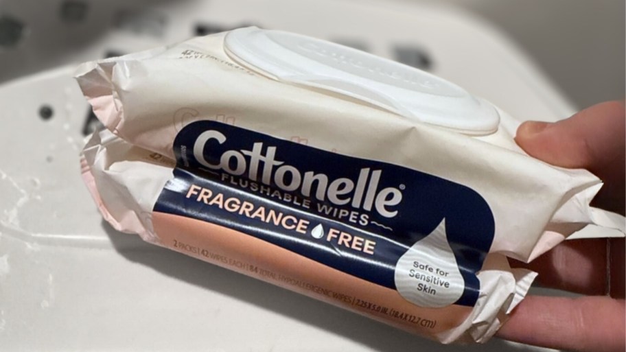 2 pack of cottonelle unscented wet wipes