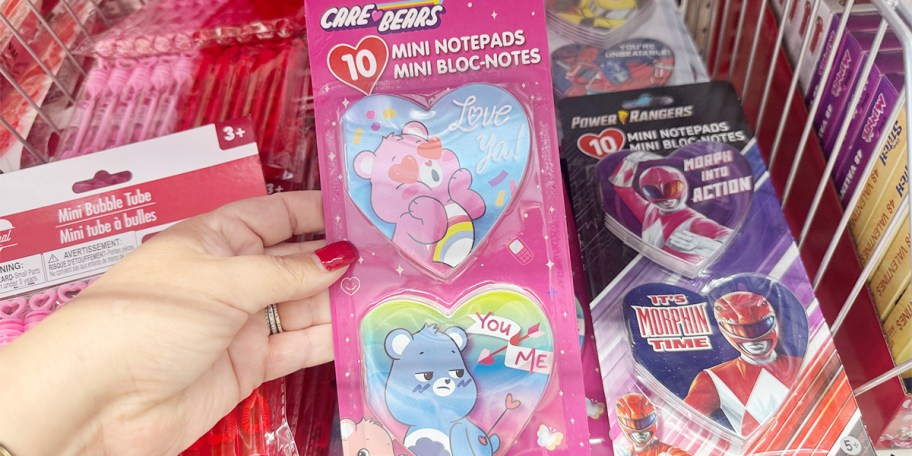 hand holding carebears notepad pack