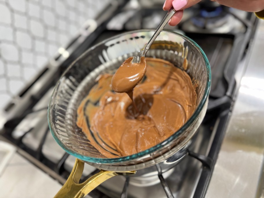 double boil method to melt chocolate chips