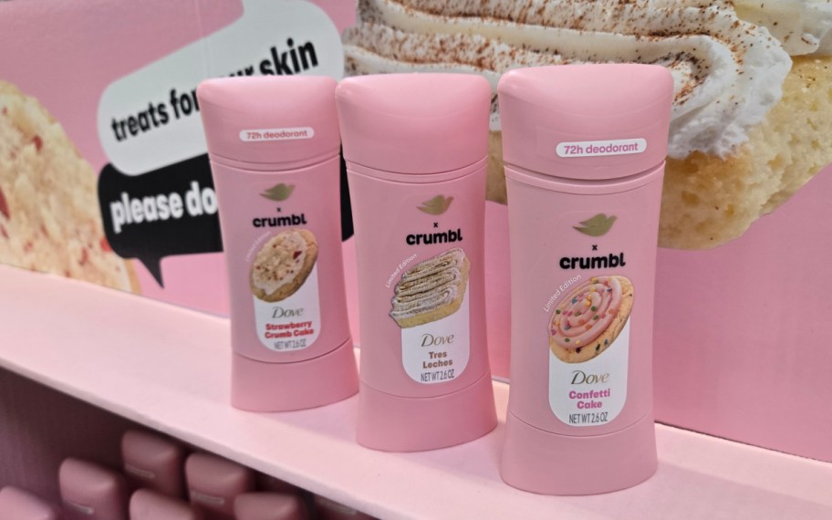 three pink deodorant sticks in store