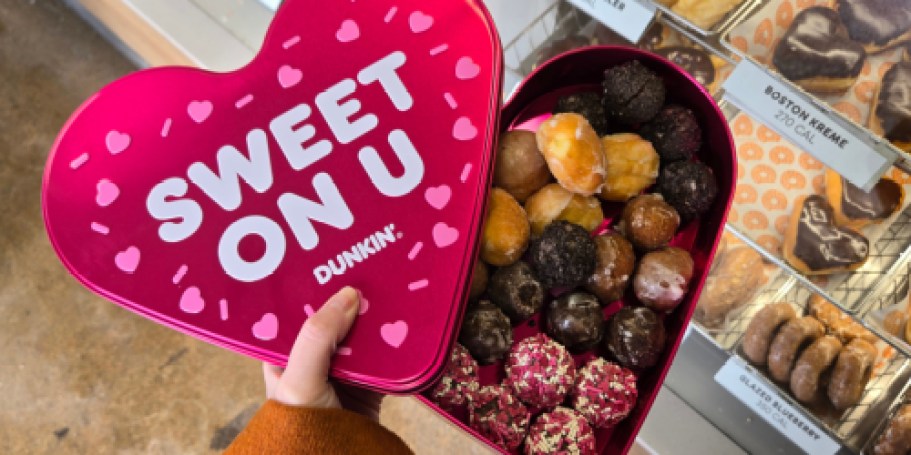 Dunkin’s Valentine Menu Is Here: Heart-Shaped Munchkin Tins, New Drinks & Sweet Treats