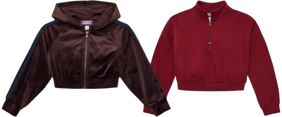 girls full zip hoodie and quarter zip pullover