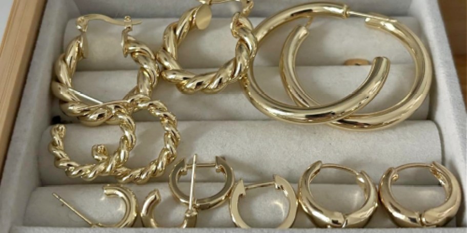 Women’s 14k Gold-Plated Earrings 9-Pack Only $6.99 on Amazon