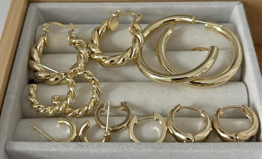 Women’s 14k Gold-Plated Earrings 9-Pack Only $6.99 on Amazon