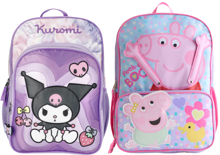 hello kitty and peppa pig backpacks