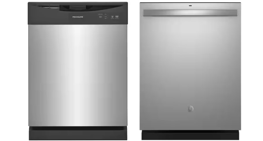 two stainless steel dishwashers 