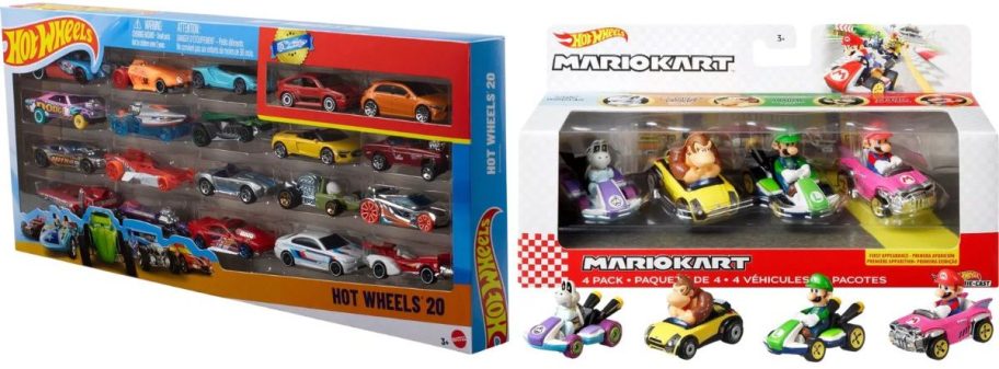 two sets of hot wheels cars