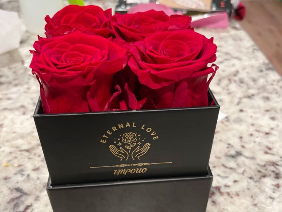4 Preserved Roses in Box Only $12 on Amazon | Great Gift for Mom!