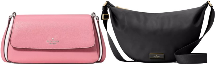 Two Kate Spade purses. One is pink and one is black.