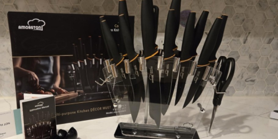 Kitchen Knife 22-Piece Set w/ Acrylic Block Just $24.99 on Amazon (Reg. $50)