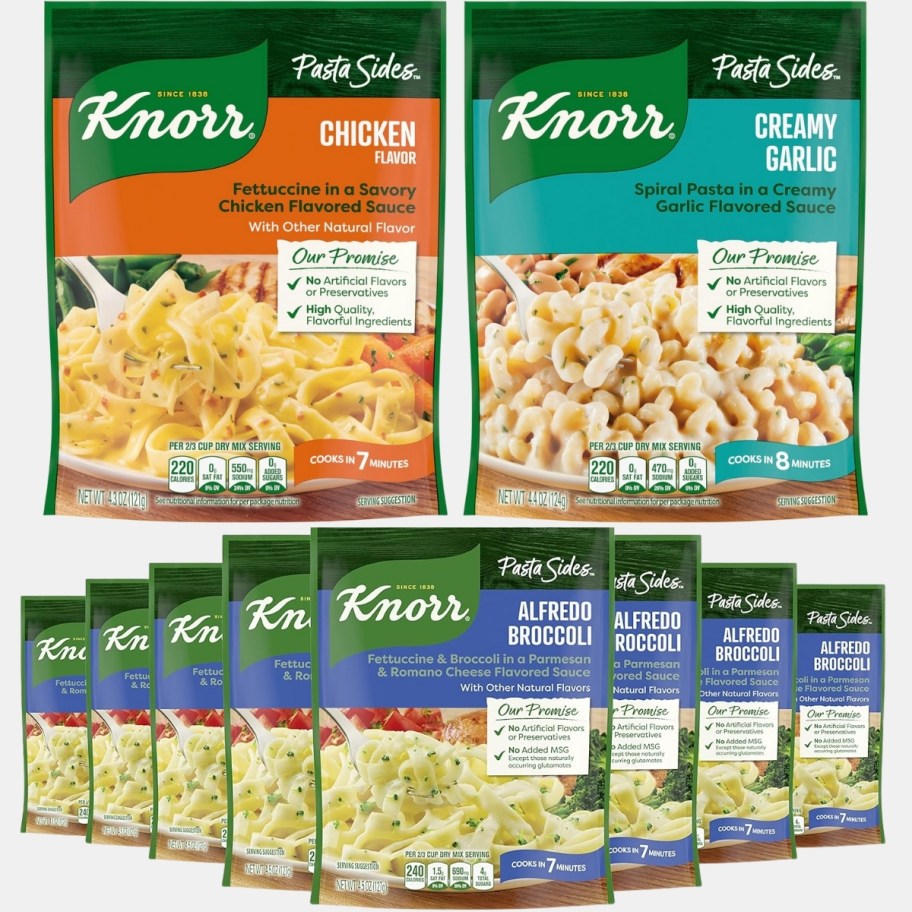 3 different flavors of Knorr pasta sides