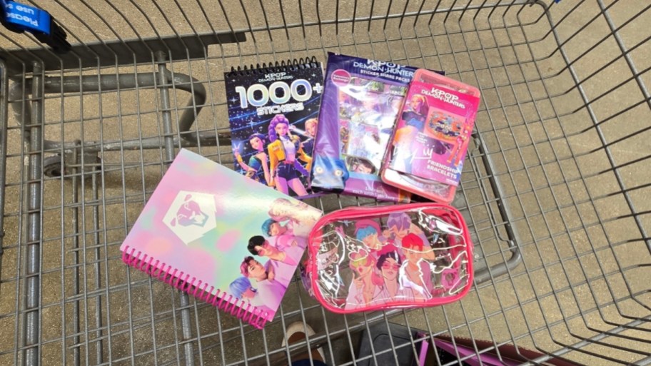 assorted kpop demon hunters stationery items in a shopping art