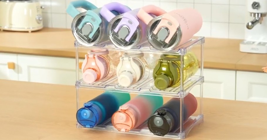 Water Bottle Organizer Only $11.98 on Amazon (Holds 9 Stanley Tumblers!)