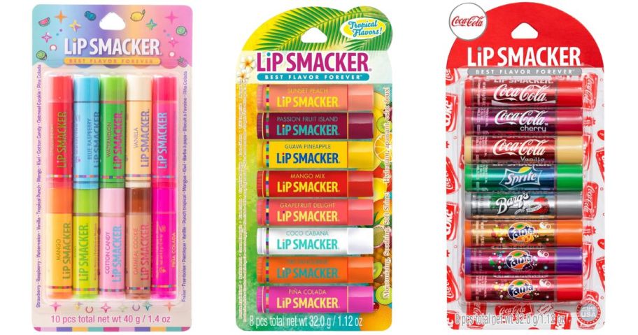 three lip smacker packs