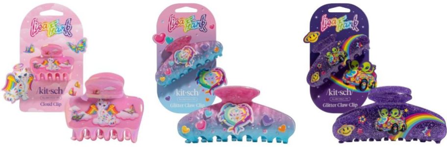 Lisa Frank x Kitsch scrunchies and hair clips