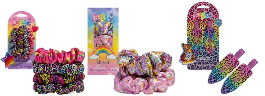 Lisa Frank x Kitsch scrunchies and hair clips