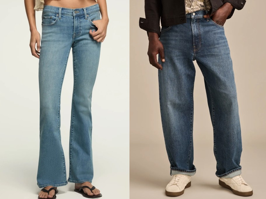 women and men wearing blue jeans 