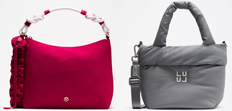 pink and grey lululemon tote bags