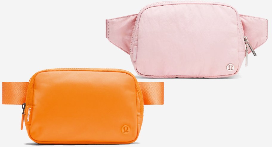 orange and pink lululemon Everywhere Belt Bags