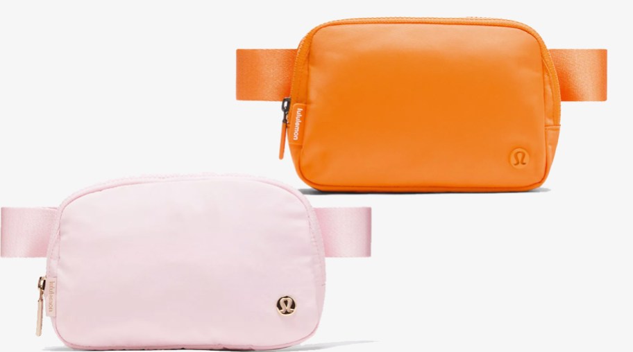 light pink and orange belt bags