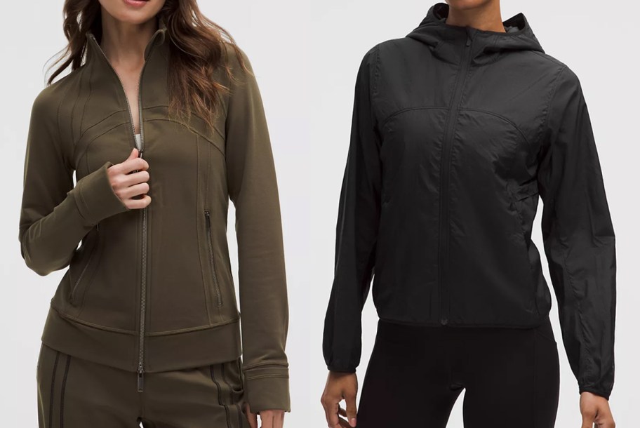 two women in brown and black jackets