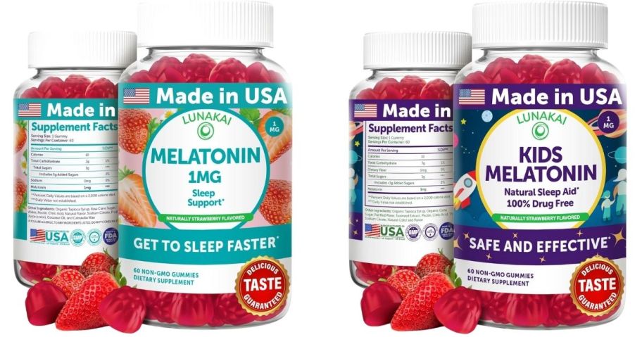 two Lunakai Melatonin Gummies 60-Count bottles
