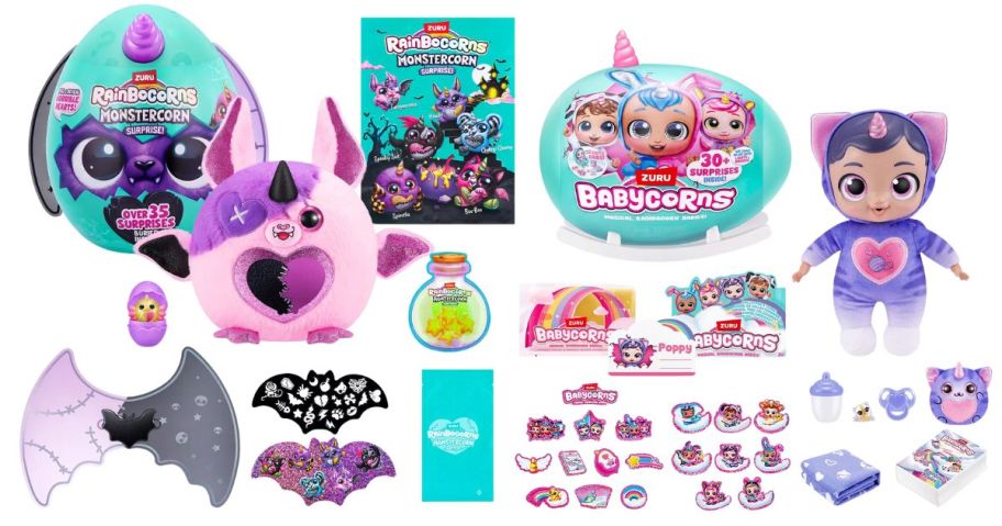 two Rainbocorns toys