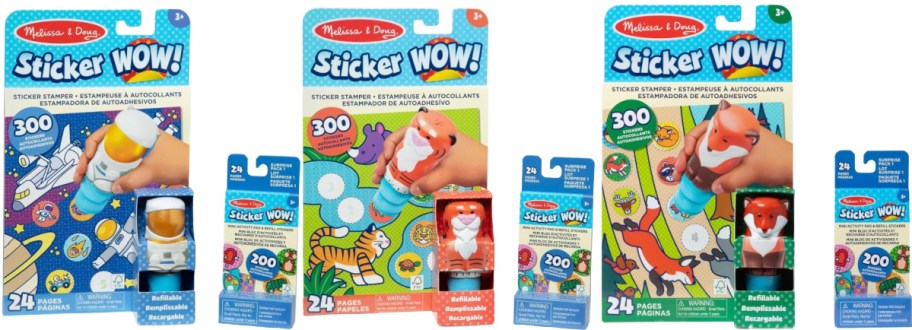 Three Melissa & Doug Sticker Wow bundles.