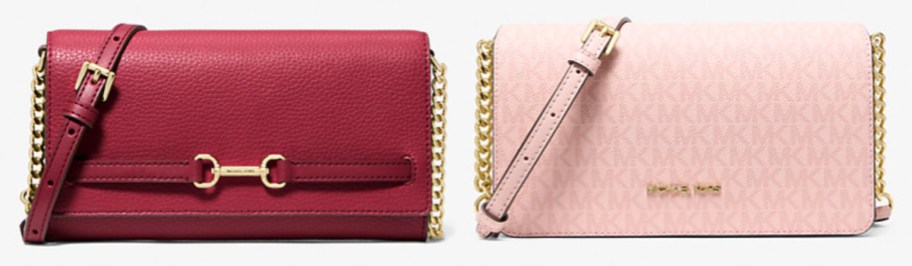 red and pink rectangle crossbody bags