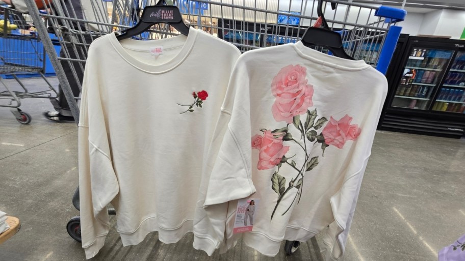 front and back of white sweatshirt
