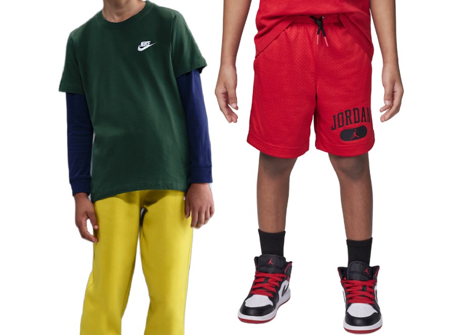 Two kids wearing Nike clothing.