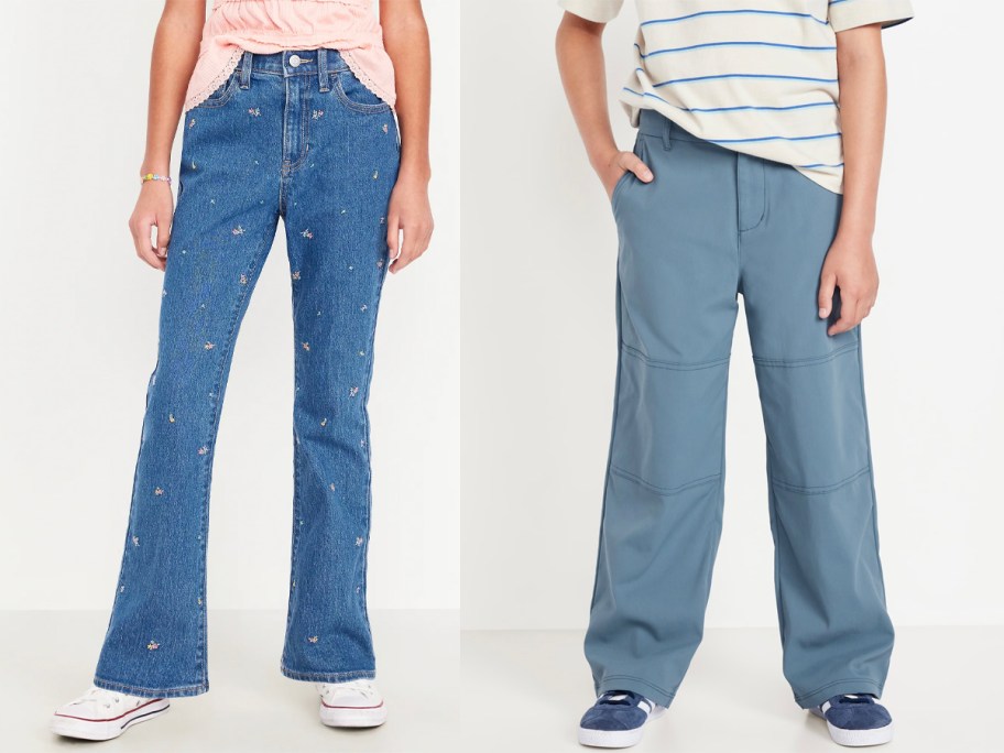 kids wearing blue pants 