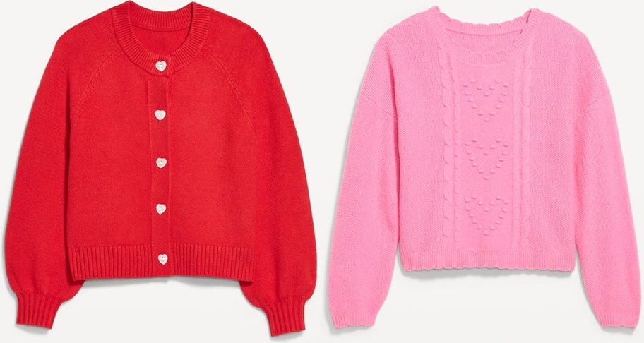 red and pink sweaters 