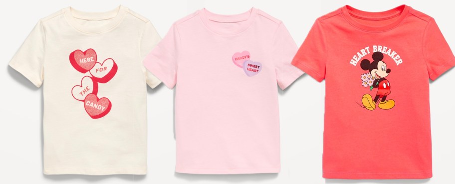 three toddler valentines tees