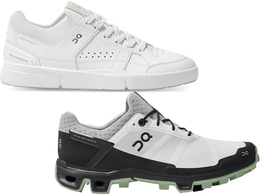 white, and white and black shoes 